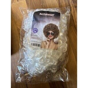 Economy White Afro Wig ~ HALLOWEEN 60s 70s DISCO CLOWN COSTUME PARTY CURLY FRO